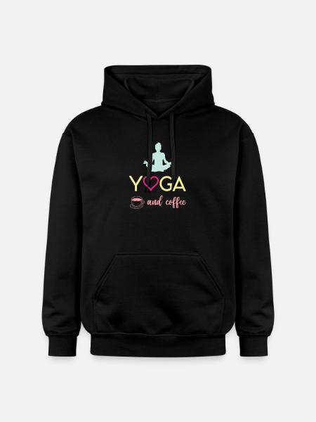 Yoga and Coffee - Gildan Unisex Softstyle® Midweight Hoodie - black