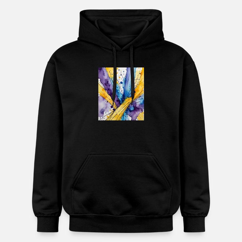 Tourbillon aquarelle Bleu, jaune, violet - Sweat à capuche Softstyle® Gildan Unisexe - noir