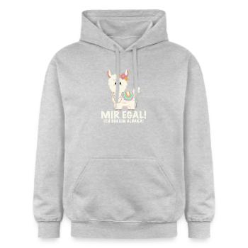 Alpaka mit lustigem Spruch und Blumen - Gildan Unisex Softstyle® Midweight Hoodie - Hellgrau meliert - Vorne - Liana (172cm) & Jaron (178cm)