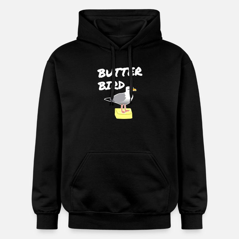 Imprimé Oiseau Beurre Mouettes - Sweat à capuche Softstyle® Gildan Unisexe - noir