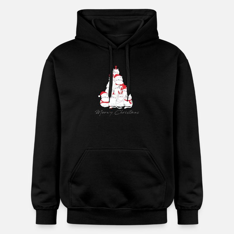 Arbre à chat de Noël miaou - Sweat à capuche Softstyle® Gildan Unisexe - noir