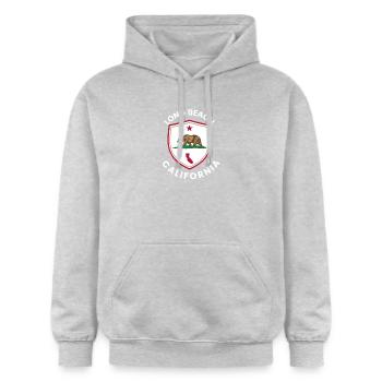 Long Beach, California - Gildan Unisex Softstyle® Midweight Hoodie - light heather grey - Front - Liana (172cm) & Jaron (178cm)