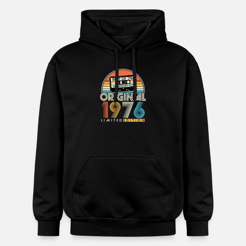 1976 års vintage retro födelsedagspresent - Gildan luvtröja unisex Softstyle® Midweight - svart
