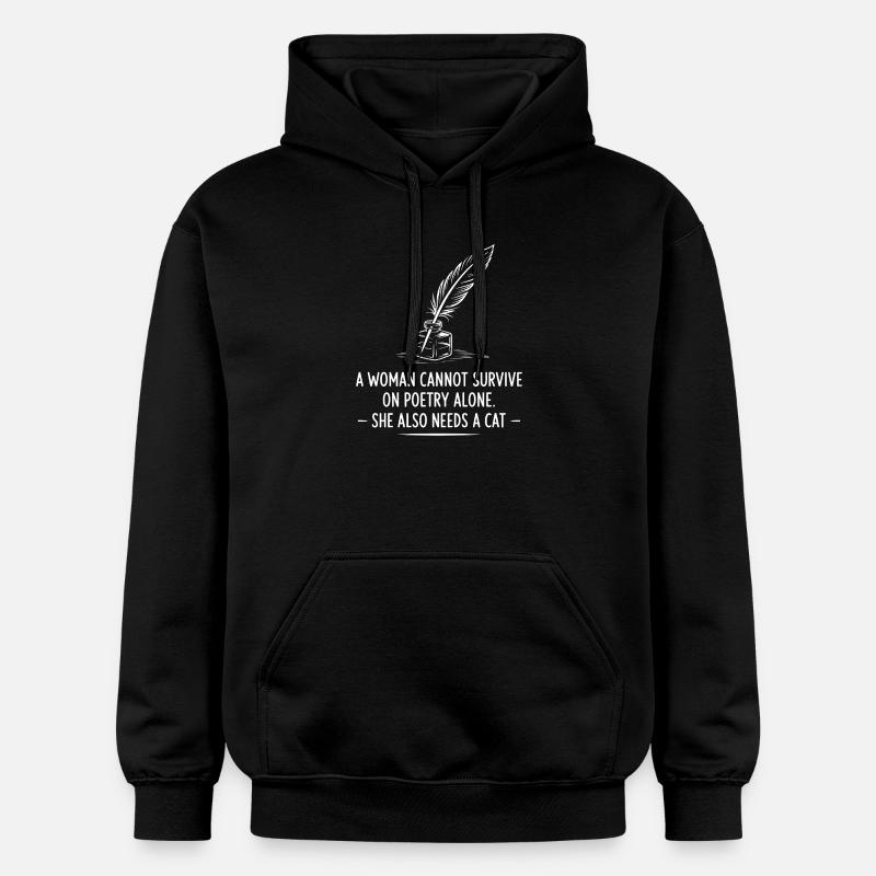 Citation de poésie Chat et Plume - Sweat à capuche Softstyle® Gildan Unisexe - noir