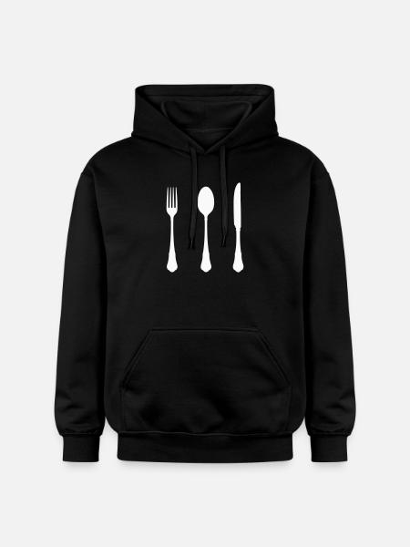Cutlery Silhouette Design - Gildan Unisex Softstyle® Midweight Hoodie - black