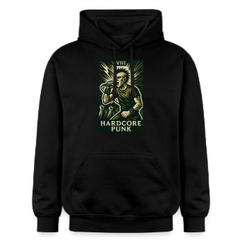 Hardcore-Punk (Karte VIII) - Gildan Unisex Softstyle® Midweight Hoodie - Schwarz - Vorne - Marisol (170cm) & Nik (191cm)
