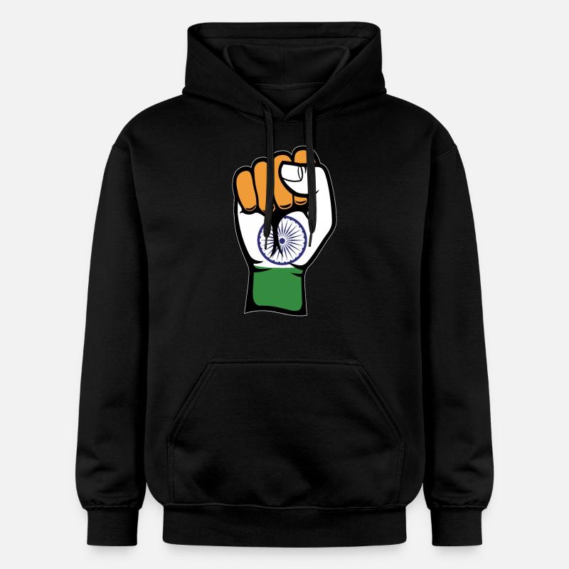 Poing du drapeau de l’Inde - Sweat à capuche Softstyle® Gildan Unisexe - noir