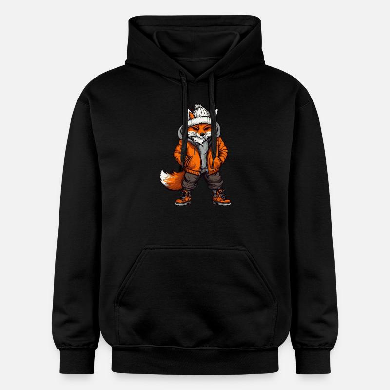 Renard drôle d’hiver - Sweat à capuche Softstyle® Gildan Unisexe - noir