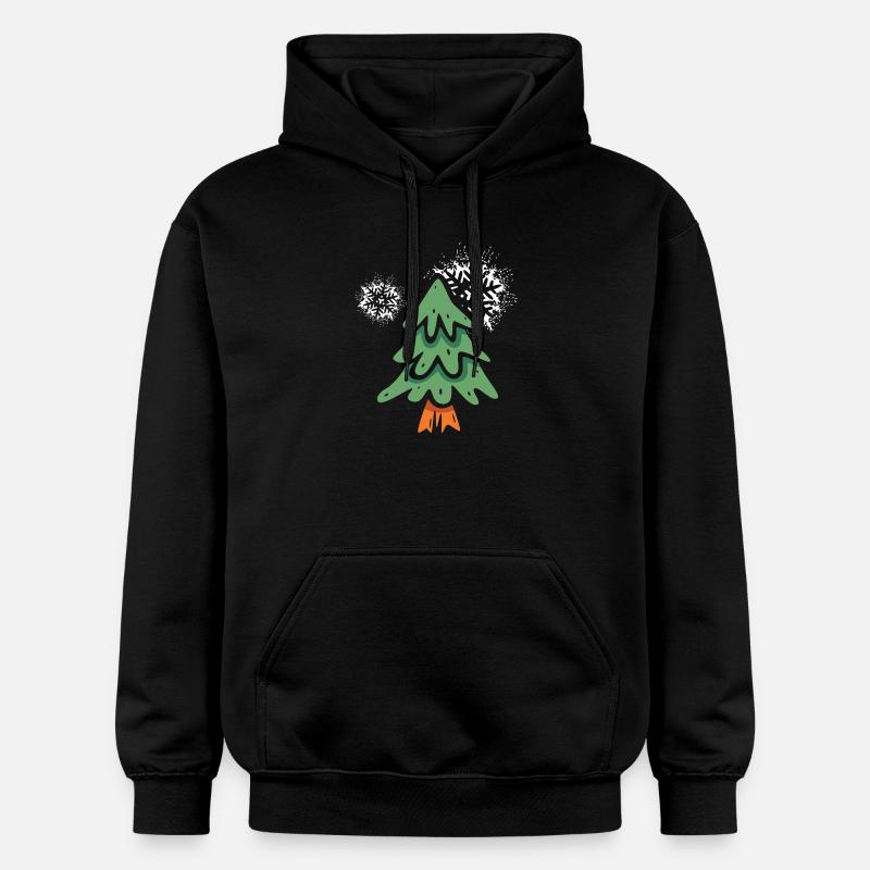 Weihnachtsbaum mit Schneeflocken - Gildan Unisex Softstyle® Midweight Hoodie - Schwarz