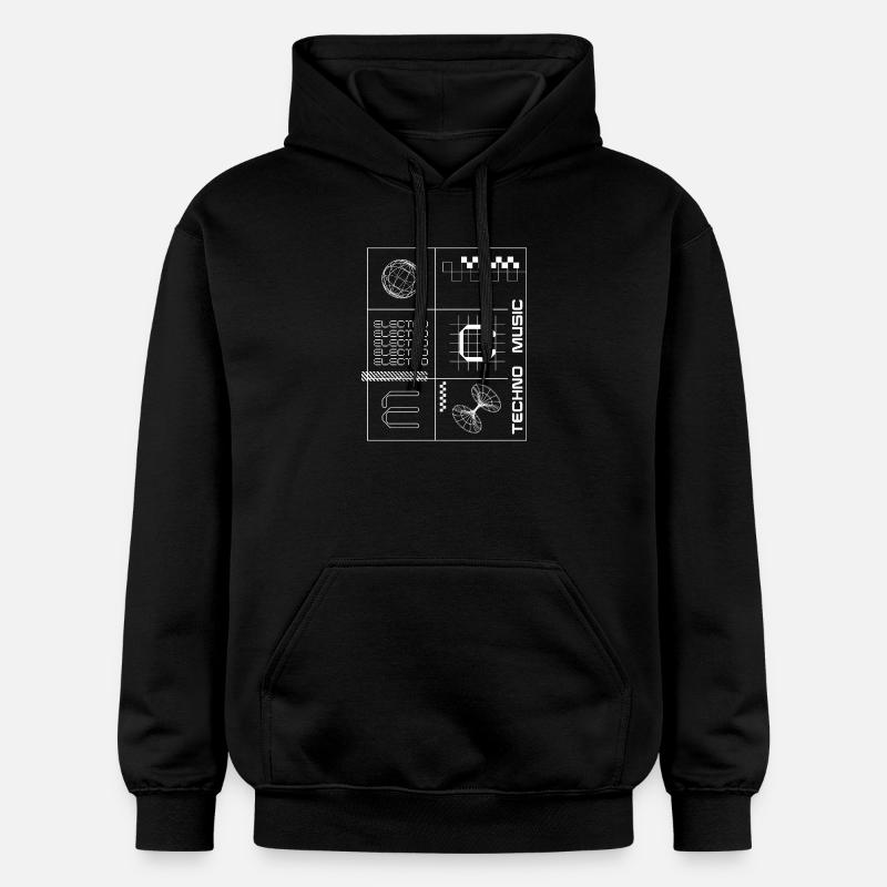 Geometrisches Elecotro Tech Grid Retro Poster - Gildan Unisex Softstyle® Midweight Hoodie - Schwarz