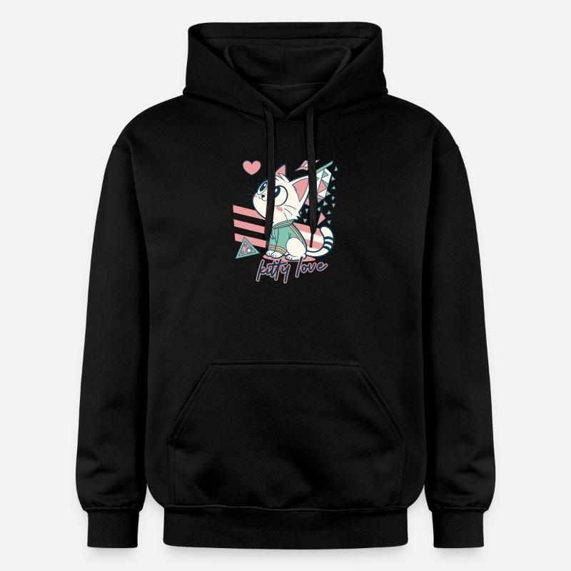 Kitty Love Pop Art géométrique - Sweat à capuche Softstyle® Gildan Unisexe - noir