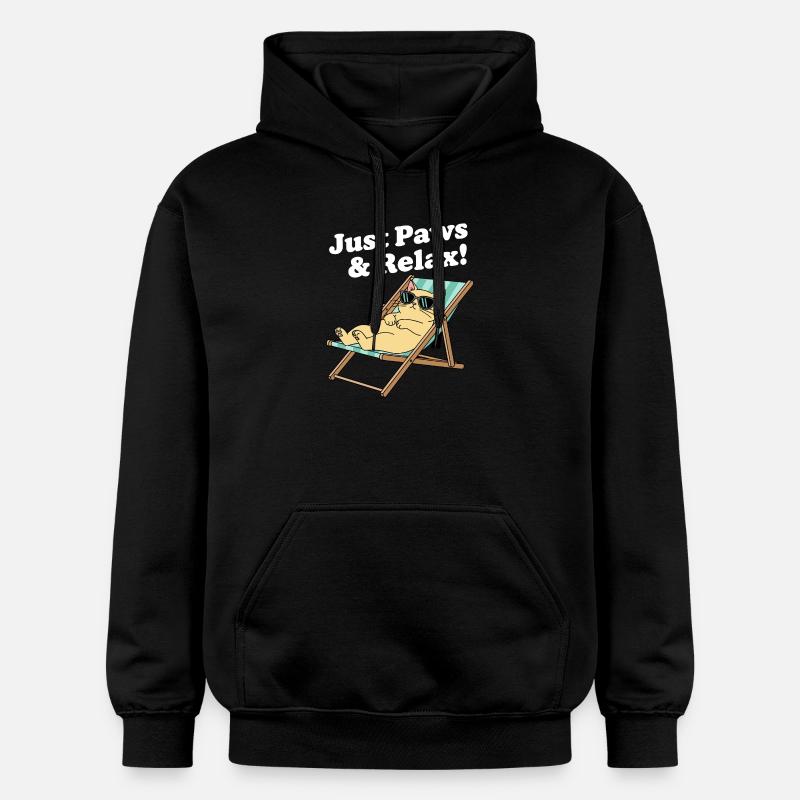 Chat relax dans une chaise longue - Sweat à capuche Softstyle® Gildan Unisexe - noir