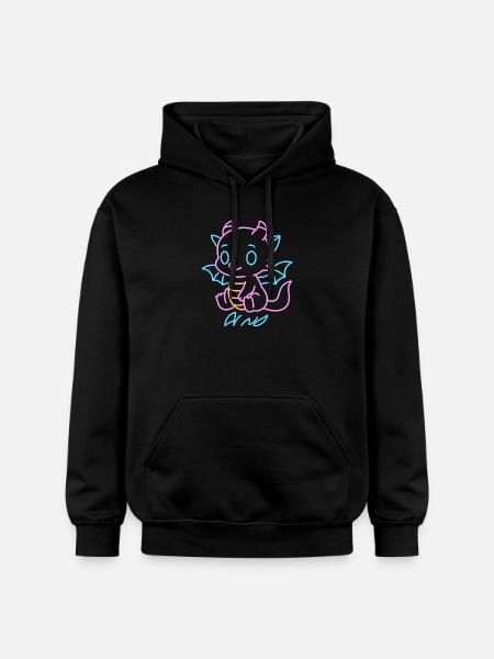 Neon-Regenboot-Drache in Neon Lines - Gildan Unisex Softstyle® Midweight Hoodie - Schwarz