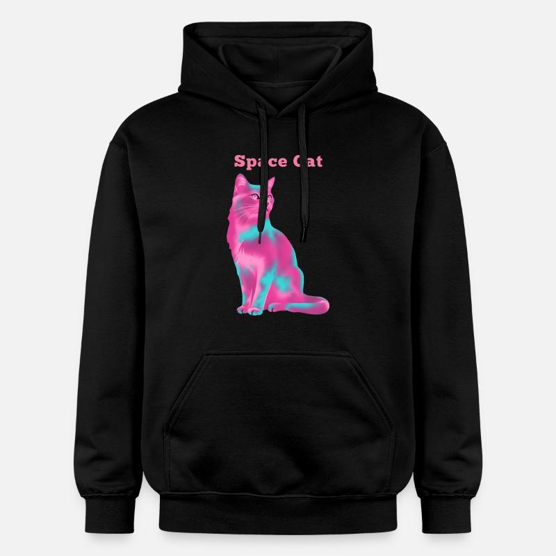 Chat de l’espace - Sweat à capuche Softstyle® Gildan Unisexe - noir