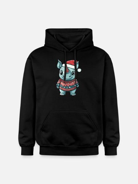 Rhino Christmas Comic - Gildan Unisex Softstyle® Midweight Hoodie - black