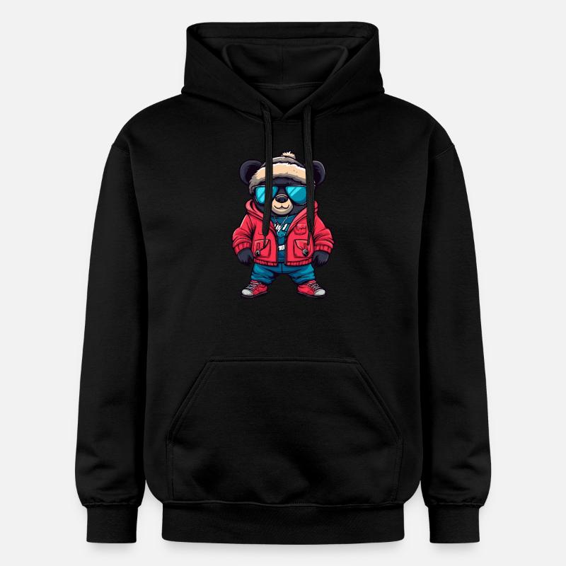 Bande dessinée Bear Cool - Sweat à capuche Softstyle® Gildan Unisexe - noir