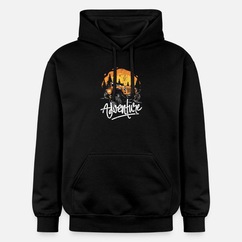 Jeep d’aventure Coucher de soleil - Sweat à capuche Softstyle® Gildan Unisexe - noir