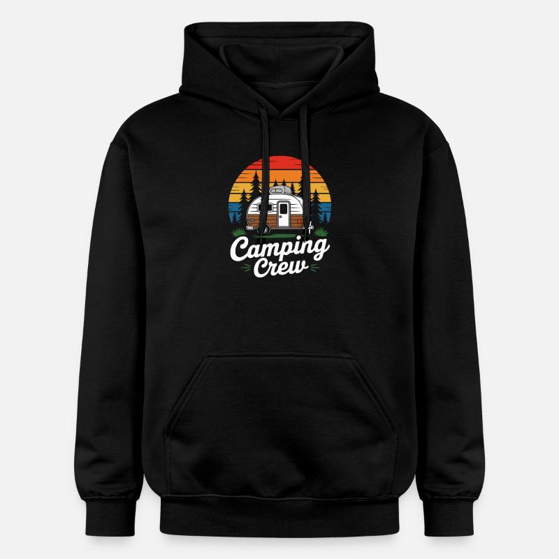 Caravane d’équipage de camping rétro - Sweat à capuche Softstyle® Gildan Unisexe - noir