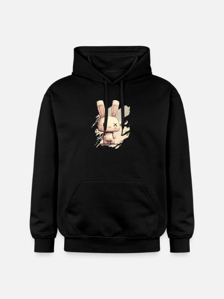 Cute rabbit with X-eyes - Gildan Unisex Softstyle® Midweight Hoodie - black