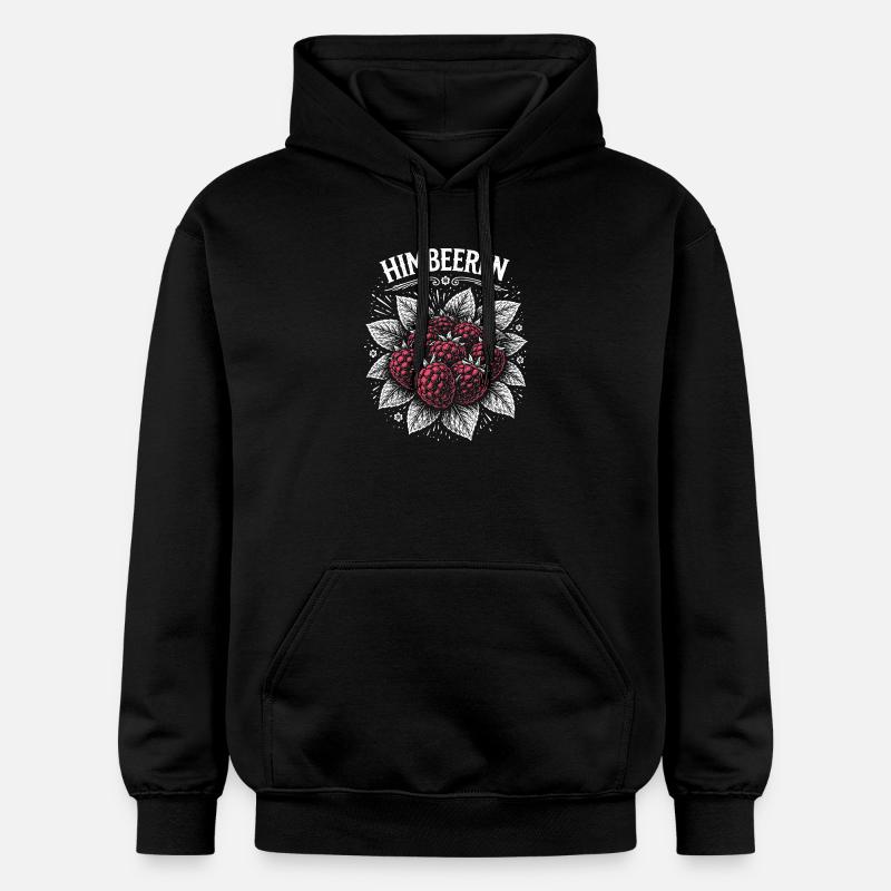 Illustration de framboises imprimé rose - Sweat à capuche Softstyle® Gildan Unisexe - noir