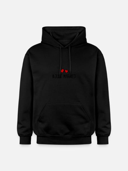 Just Married Wedding Heart - Gildan Unisex Softstyle® Midweight Hoodie - black