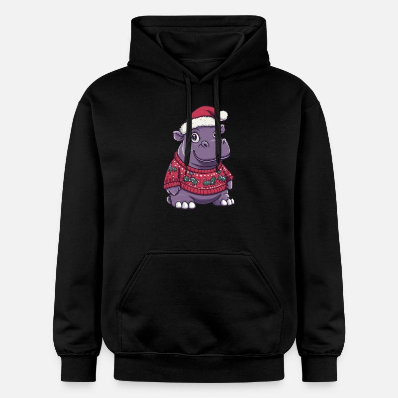 Nilpferd Weihnachten Comic - Gildan Unisex Softstyle® Midweight Hoodie - Schwarz