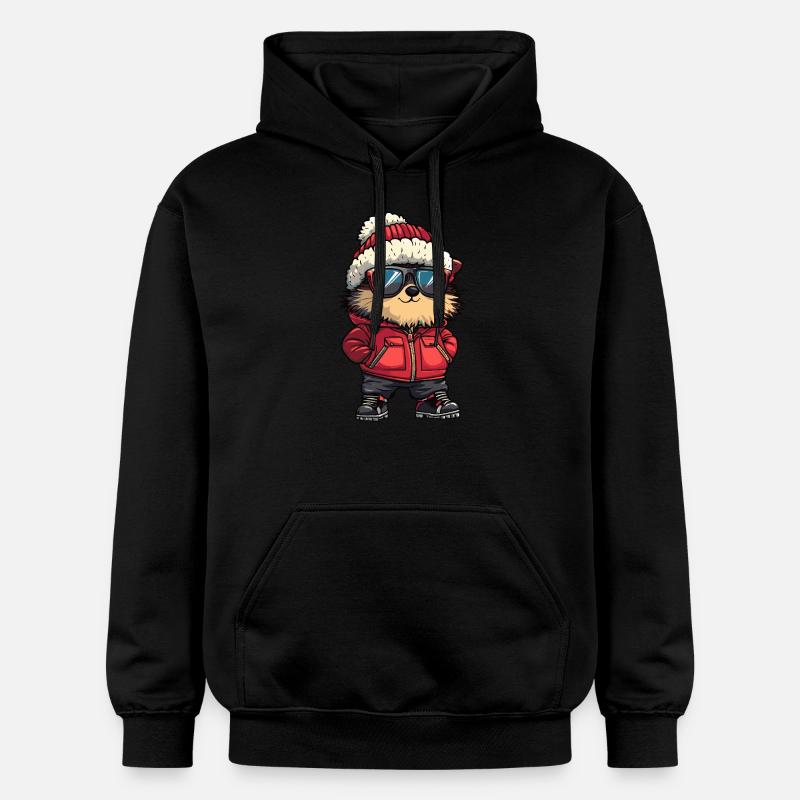 hérisson bande dessinée cool - Sweat à capuche Softstyle® Gildan Unisexe - noir