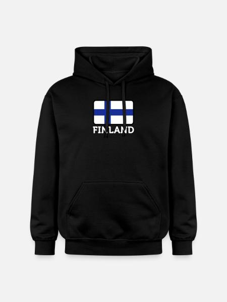 National Flag Of Finland - Gildan Unisex Softstyle® Midweight Hoodie - black