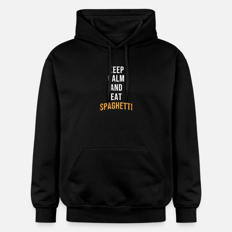 Restez calme Mangez des spaghettis - Sweat à capuche Softstyle® Gildan Unisexe - noir