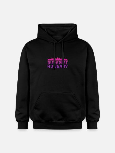 Budapests skyline i akvarel - Gildan Softstyle® Midweight unisex-hoodie - sort