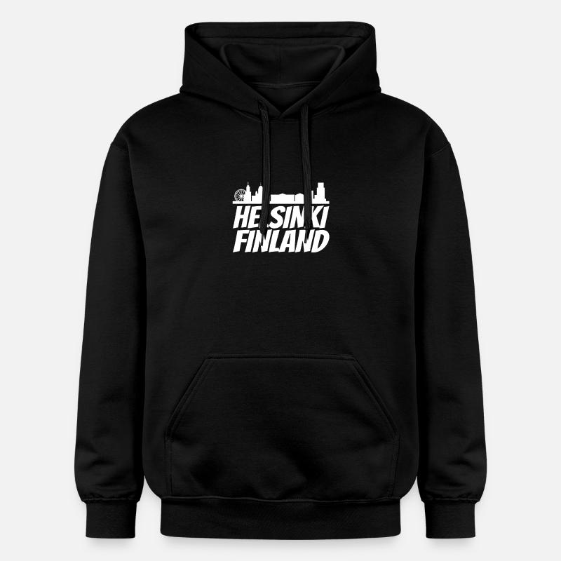 Helsinki Skyline Design rétro - Sweat à capuche Softstyle® Gildan Unisexe - noir