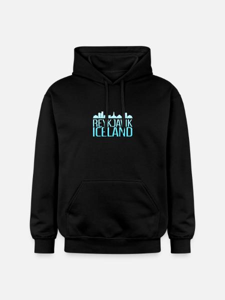 Reykjavik Icy Skyline Design - Gildan Unisex Softstyle® Midweight Hoodie - black