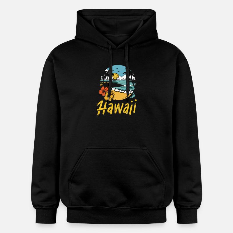 Été de surf à Hawaï - Sweat à capuche Softstyle® Gildan Unisexe - noir
