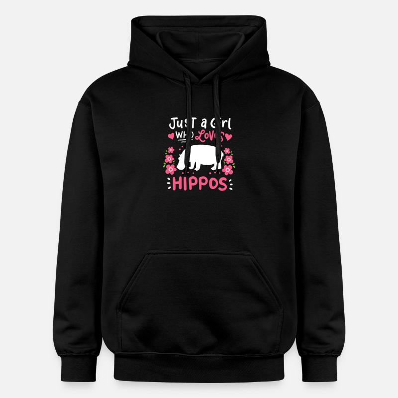 Hippo Hippo Hippo Hippo Amoureux - Sweat à capuche Softstyle® Gildan Unisexe - noir