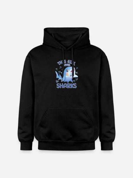 Cette fille aime les requins - Sweat à capuche Softstyle® Gildan Unisexe - noir