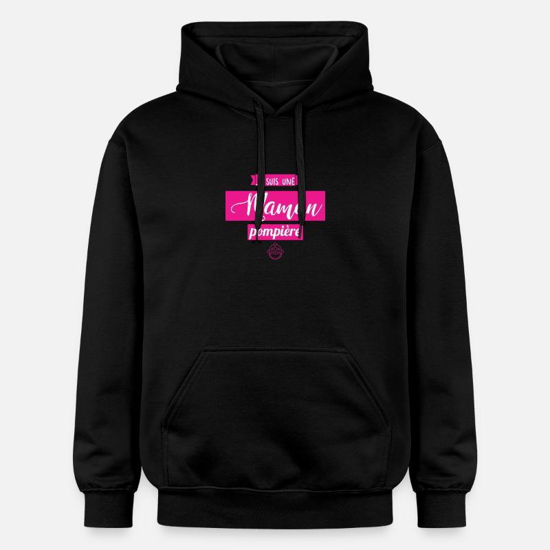 Je suis une maman pompière - Sweat à capuche Softstyle® Gildan Unisexe - noir