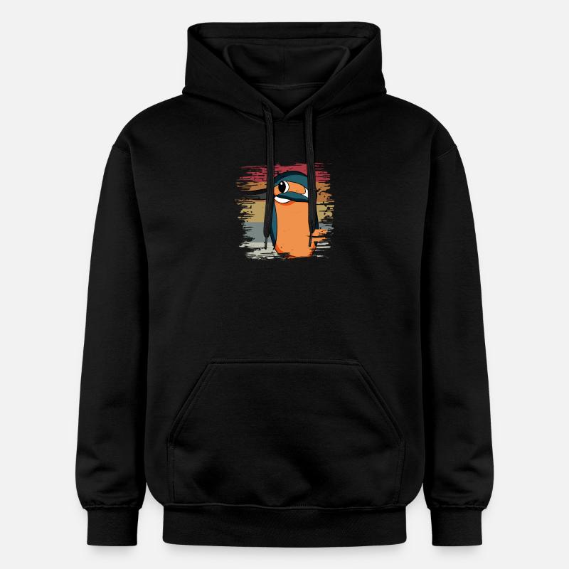 Eisvogel Blauer Vogel Retro - Gildan Unisex Softstyle® Midweight Hoodie - Schwarz