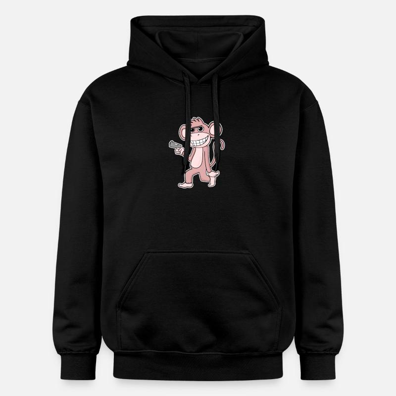 Singe avec pistolet - Sweat à capuche Softstyle® Gildan Unisexe - noir