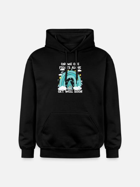 Gnome One Fights Alone Gebärmutterkrebs - Gildan Unisex Softstyle® Midweight Hoodie - Schwarz