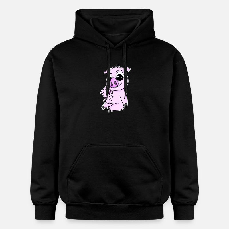 Famille - Cochon avec bébé cochon - Sweat à capuche Softstyle® Gildan Unisexe - noir
