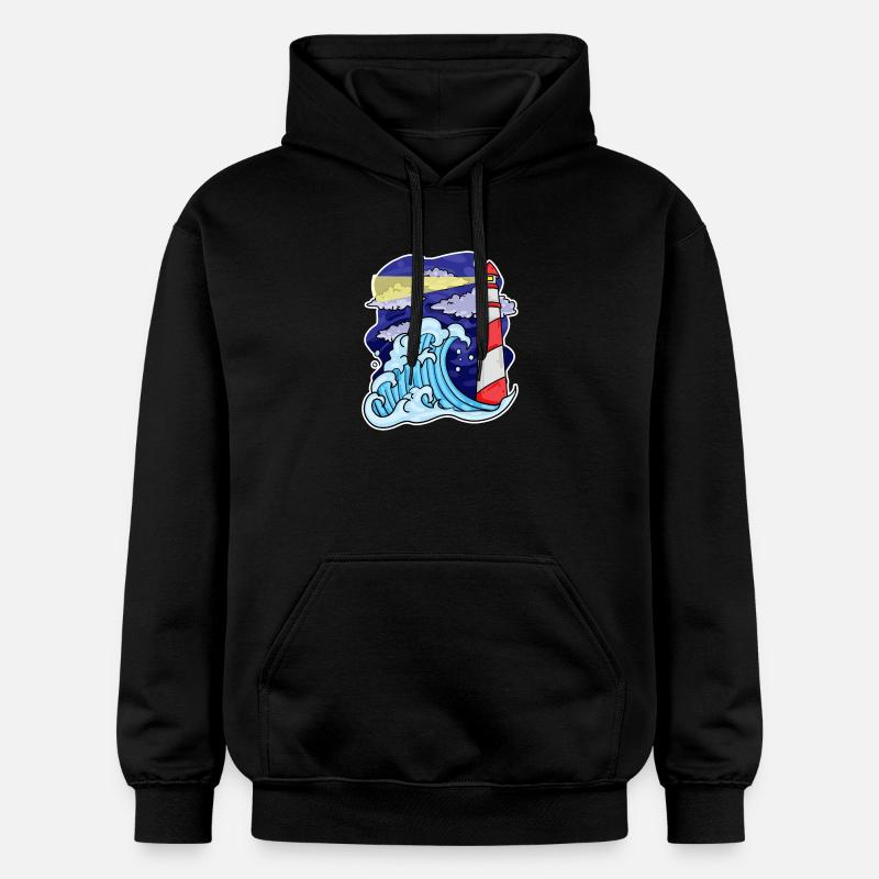 Phare Côte Mer Mer - Sweat à capuche Softstyle® Gildan Unisexe - noir