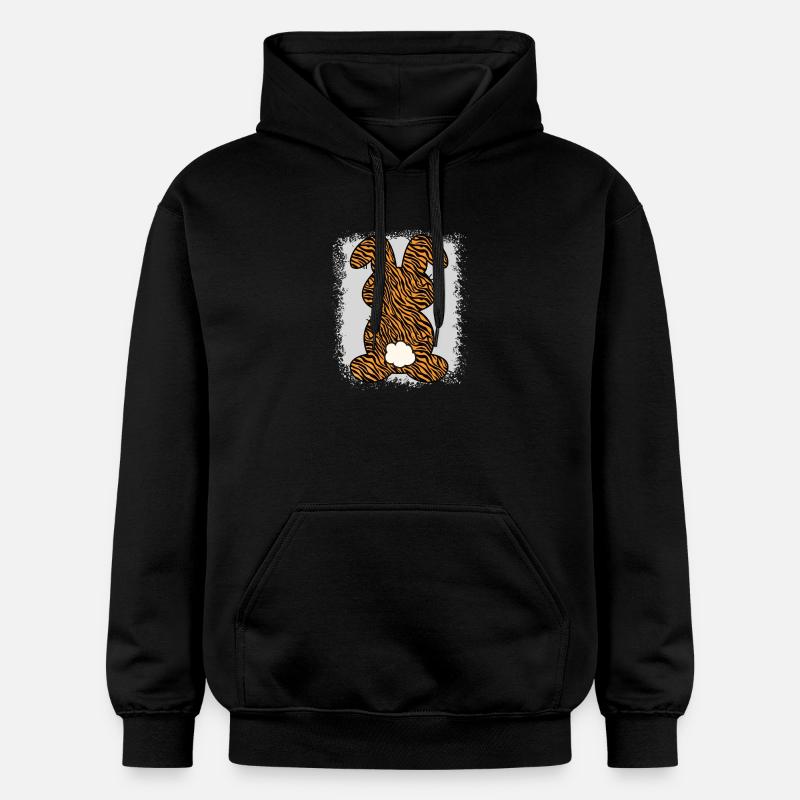 Tiger Pattern Rabbit Bleached Easter - Gildan Unisex Softstyle® Midweight Hoodie - black