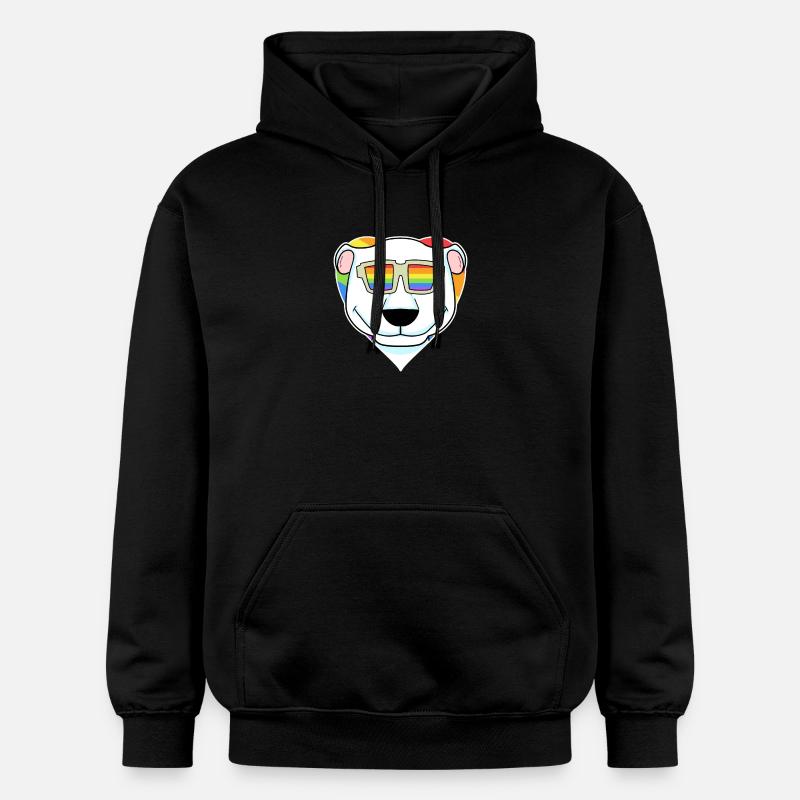 Regenbogen - Eisbär mit Brille - Gildan Unisex Softstyle® Midweight Hoodie - Schwarz