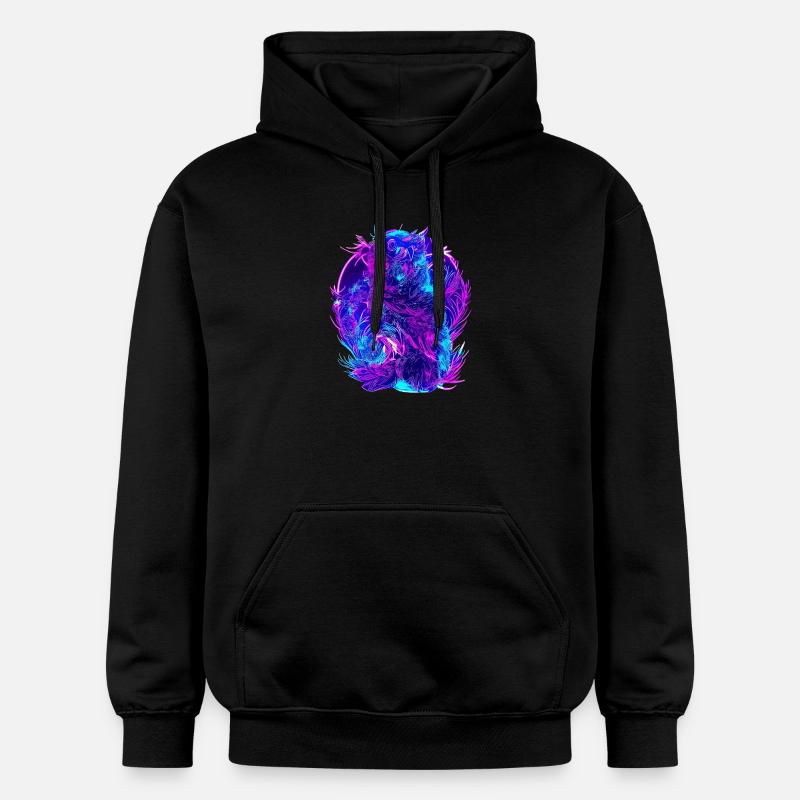 Abstrait Owls Neon Synthwave Art - Sweat à capuche Softstyle® Gildan Unisexe - noir