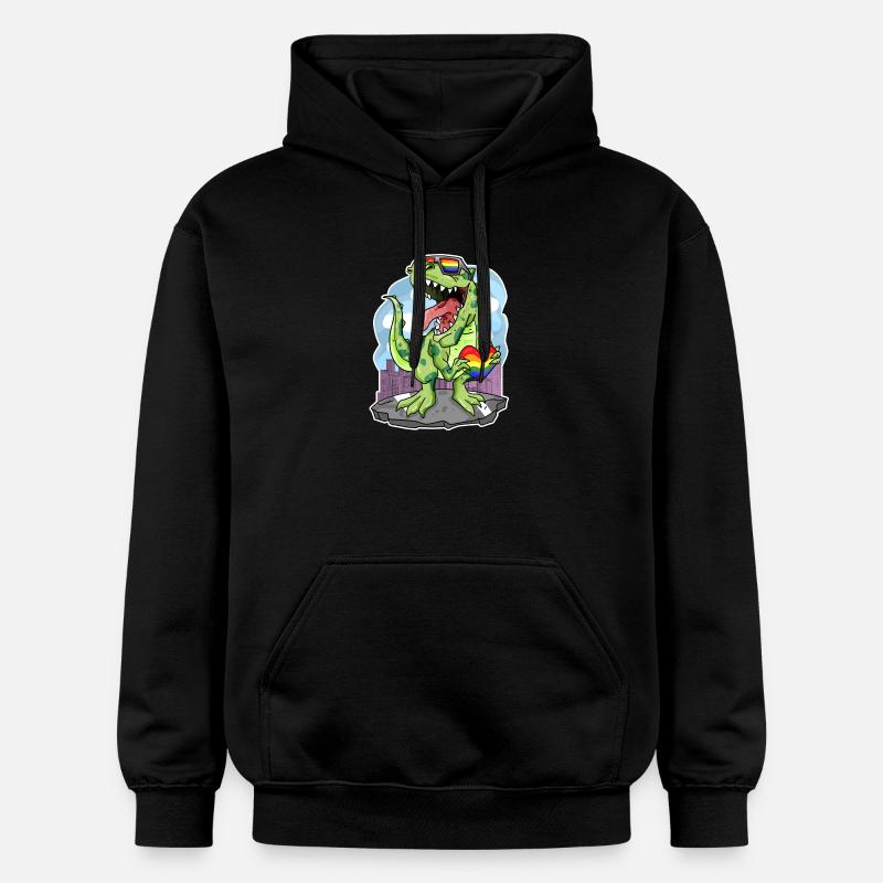 Dino Rainbow Heart Dinosaure - Sweat à capuche Softstyle® Gildan Unisexe - noir