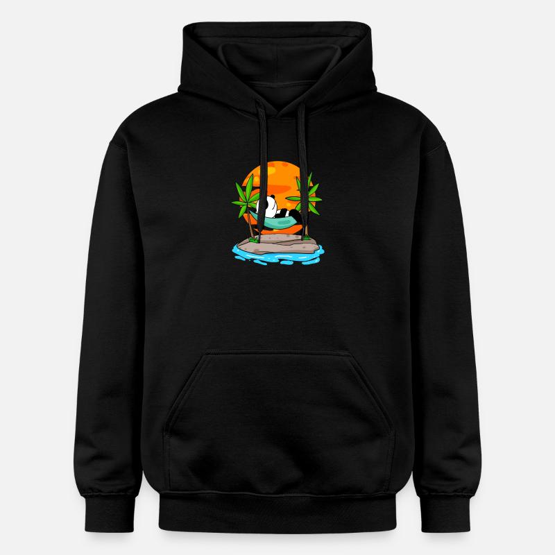 Panda sur la plage - Sweat à capuche Softstyle® Gildan Unisexe - noir