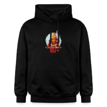 Capybara Krieger NG+ – Level Up RPG Design - Gildan Unisex Softstyle® Midweight Hoodie - Schwarz - Vorne - Marisol (170cm) & Nik (191cm)