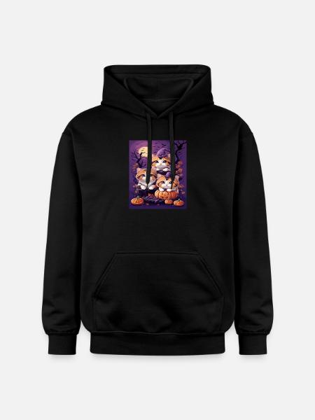 Trio of Halloween-style Kittens - Gildan Unisex Softstyle® Midweight Hoodie - black