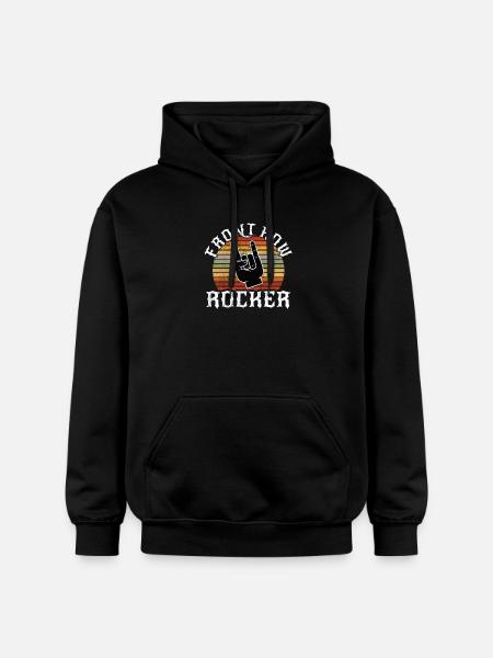 Rocking sunset with hand signals - Gildan Unisex Softstyle® Midweight Hoodie - black