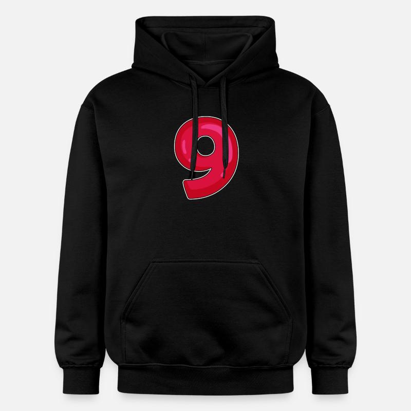 NEUF - 9 - Chiffre rouge - Sweat à capuche Softstyle® Gildan Unisexe - noir